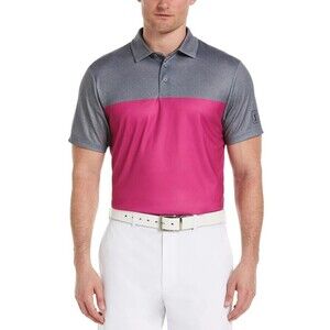 PGA TOUR Men's Airflux Colorblock Short-Sleeve Golf Polo Shirt Gray Pink XXL